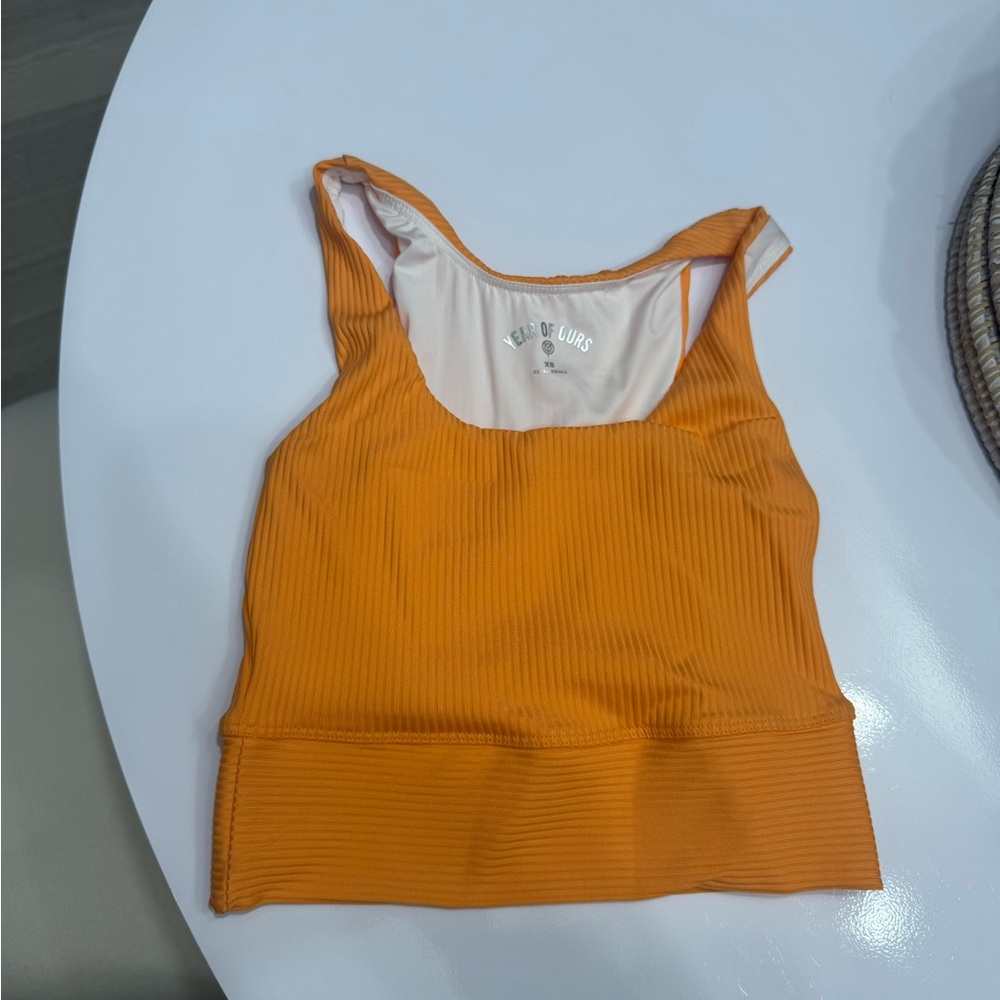 Year of Ours Tangerine Ribbed Top